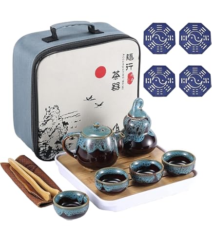 中国　汝窯　天青釉　茶入　茶壷　蓋・仕覆付　時代箱　M　R4570 中国 汝窯 天青釉 茶入 茶壷 蓋・仕覆付 時代箱 M R4570
